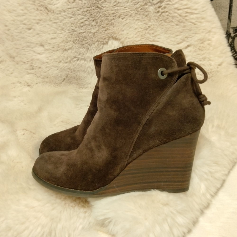 Lucky Brand Brown Wedge Ankle Boots